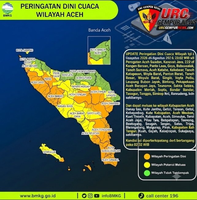BMKG Keluarkan Peringatan Dini Cuaca untuk Wilayah Aceh, Warga Diimbau Tingkatkan Kewaspadaan